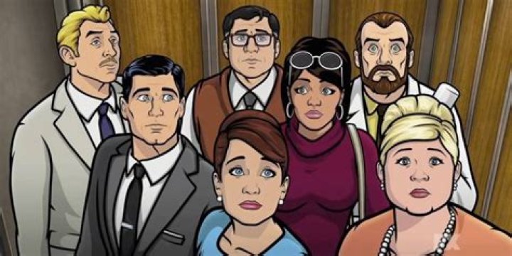 Archer characters looking upwards in a lift