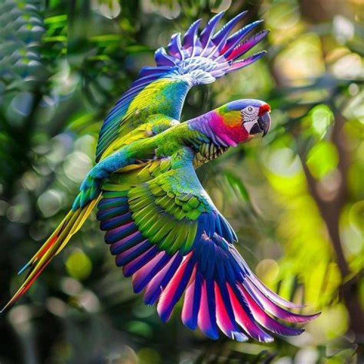 Beautiful Parrot playing in an aviary