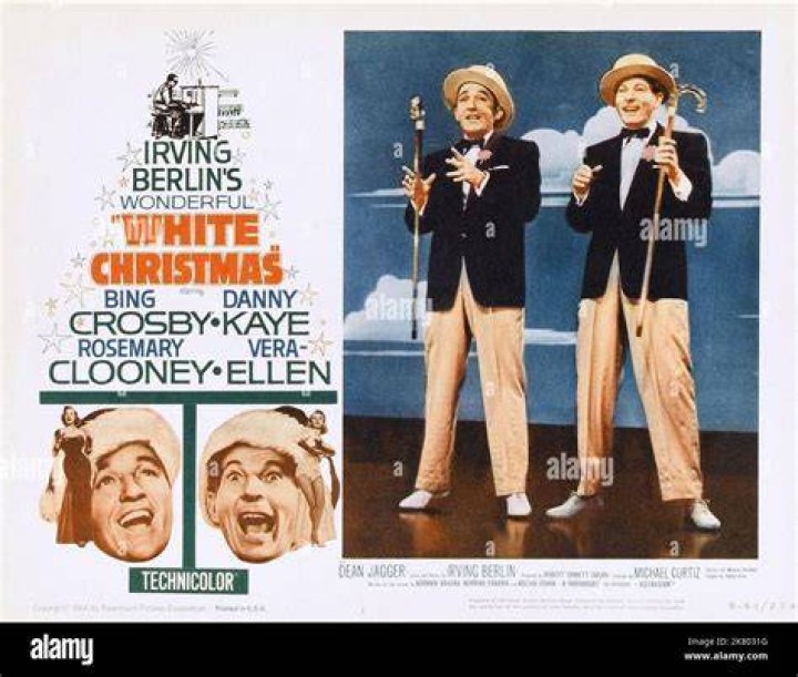 Bing Crosby as Bob Wallace, Rosemary Clooney as Betty Haynes, Danny Kaye as Phil Davis, and Vera-Ellen as Judy Haynes dressed in Santa costumes in White Christmas