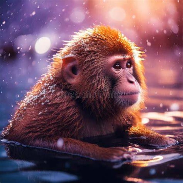 brown monkey surrounded by snow
