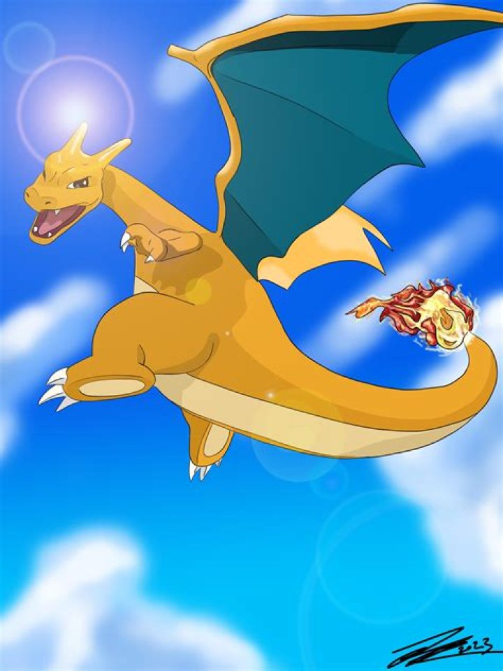 Charizard flying in the animated tv series