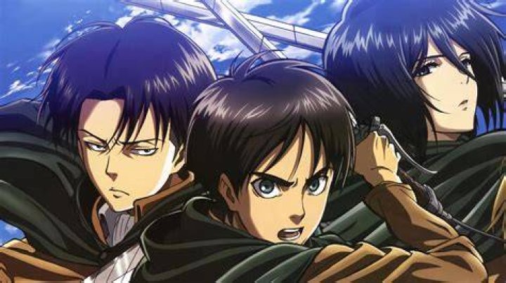 Eren Jaeger, Mikasa Ackerman, and Sasha Braus from Attack on Titan