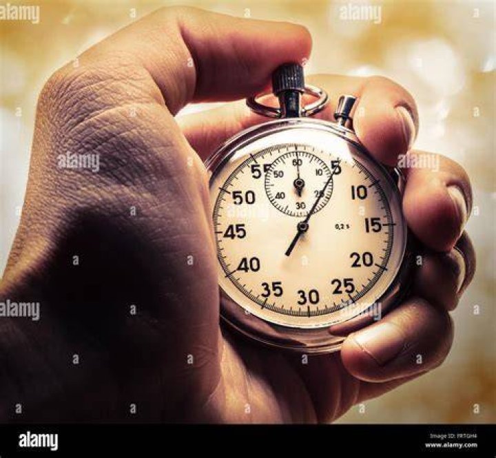 Hand holding a stopwatch