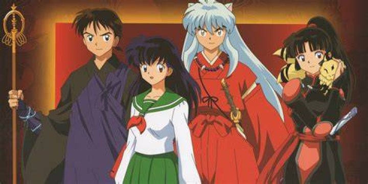Inuyasha cast including the title character and Kagome.