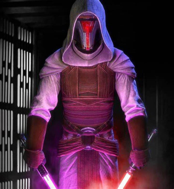 Jedi Knight Revan with a purple lightsaber from Galaxy of Heroes
