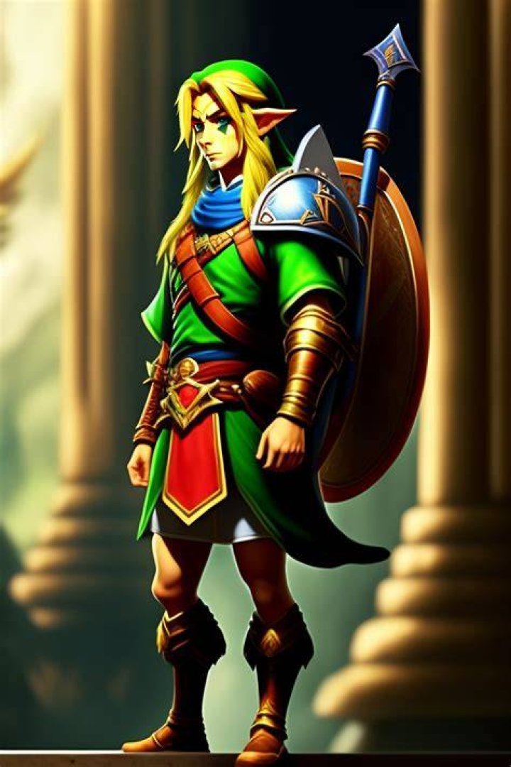 Link standing next to his horse