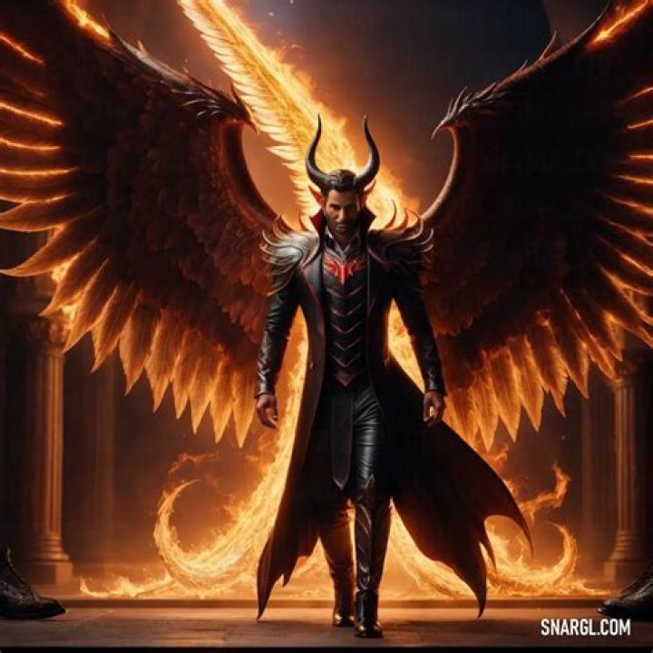 Lucifer standing in front of a gate.