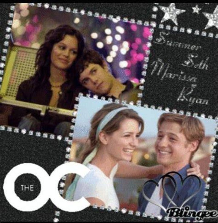Marissa, Summer, Seth and Ryan standing and looking serious on The O.C.