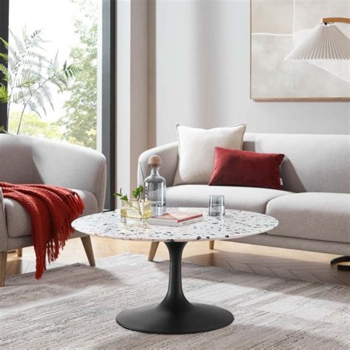 Modway Lippa 36" Round Artificial Marble Coffee Table with Tripod Base