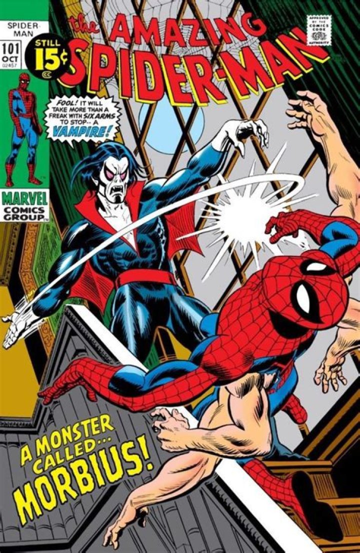 Morbius attacking Spider-Man on the cover of Marvel Team-Up #3-4