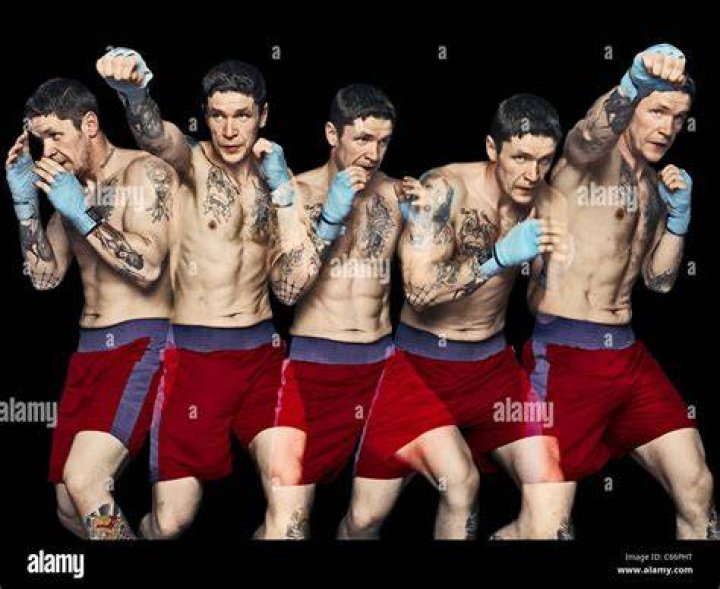 Multiple exposure of boxer punching