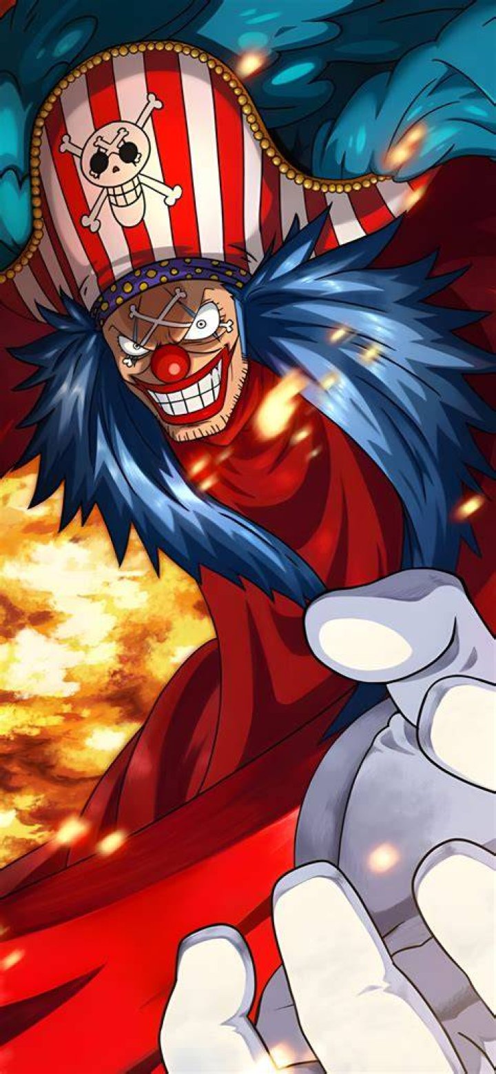One Piece Buggy in the anime with his Cross Guild poster