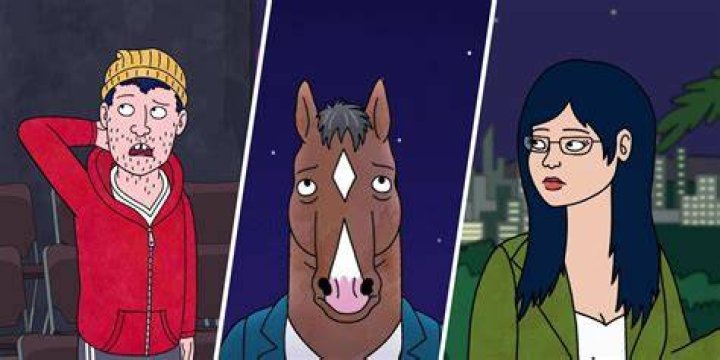 Split image of BoJack on BoJack Horseman and Eleven, Mike, and Lucas on Stranger Things
