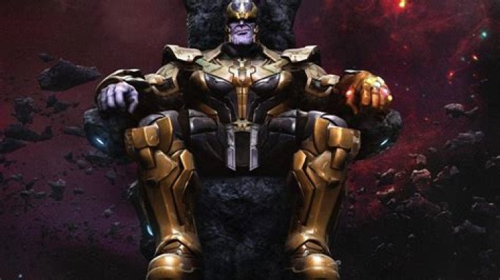 Thanos sitting on his throne in Marvel Comics