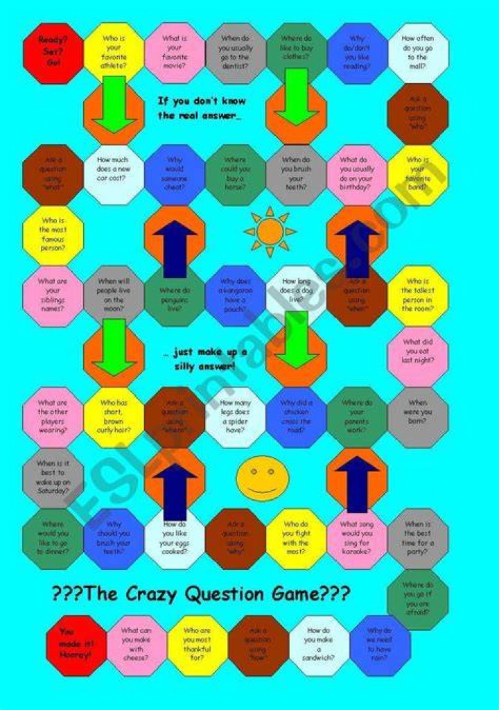 The Crazy Question Game ESL worksheet by missjosifek