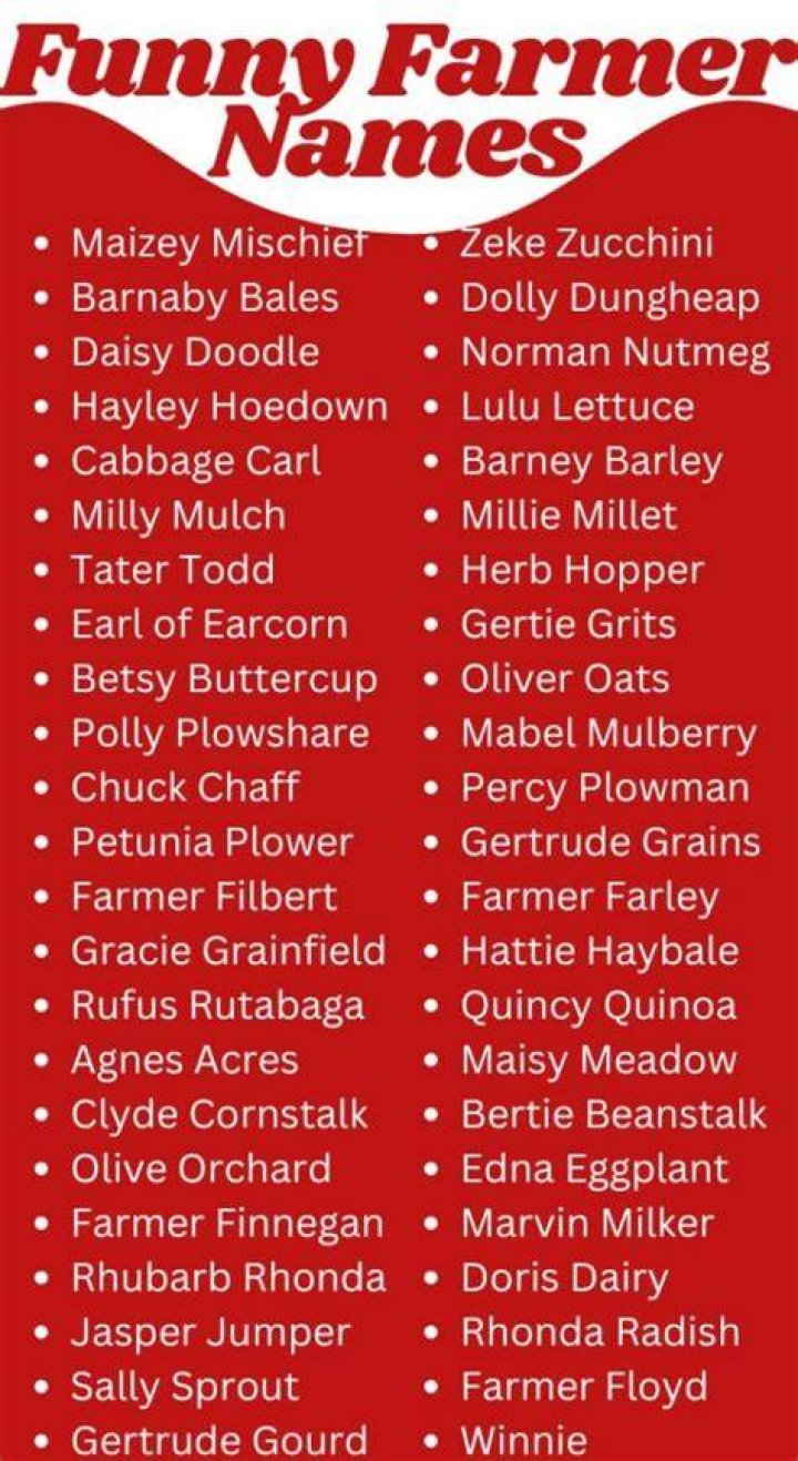 Top 43 Funny Farmer Names (Curated & Ranked) + Generator W is for Website