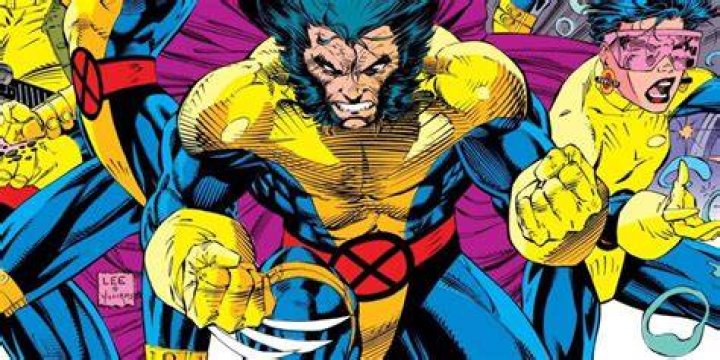 Wolverine sporting his blue and gold costume (illustrated by Jim Lee for The Uncanny X-Men)